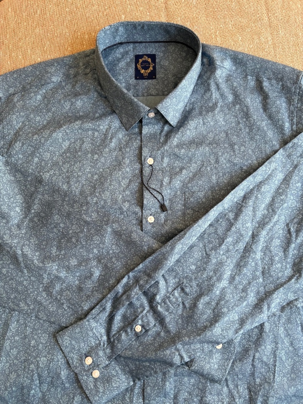Peter England Nuvo Floral Dress Shirt Blue Long Sleeve NWT 3XL Big & Tall